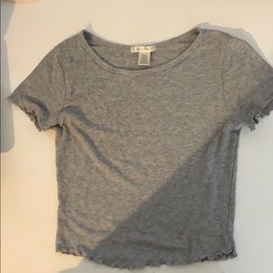 Grey ruffle hem tshirt